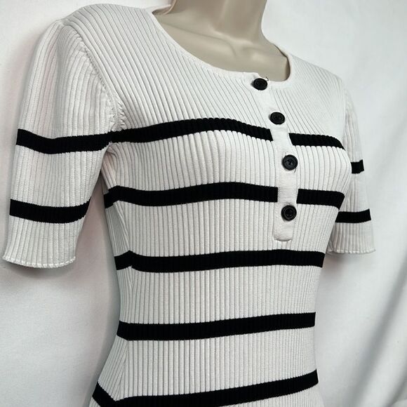 Slate and Willow striped Henley sweater dress white and black size XS - Picture 3 of 10